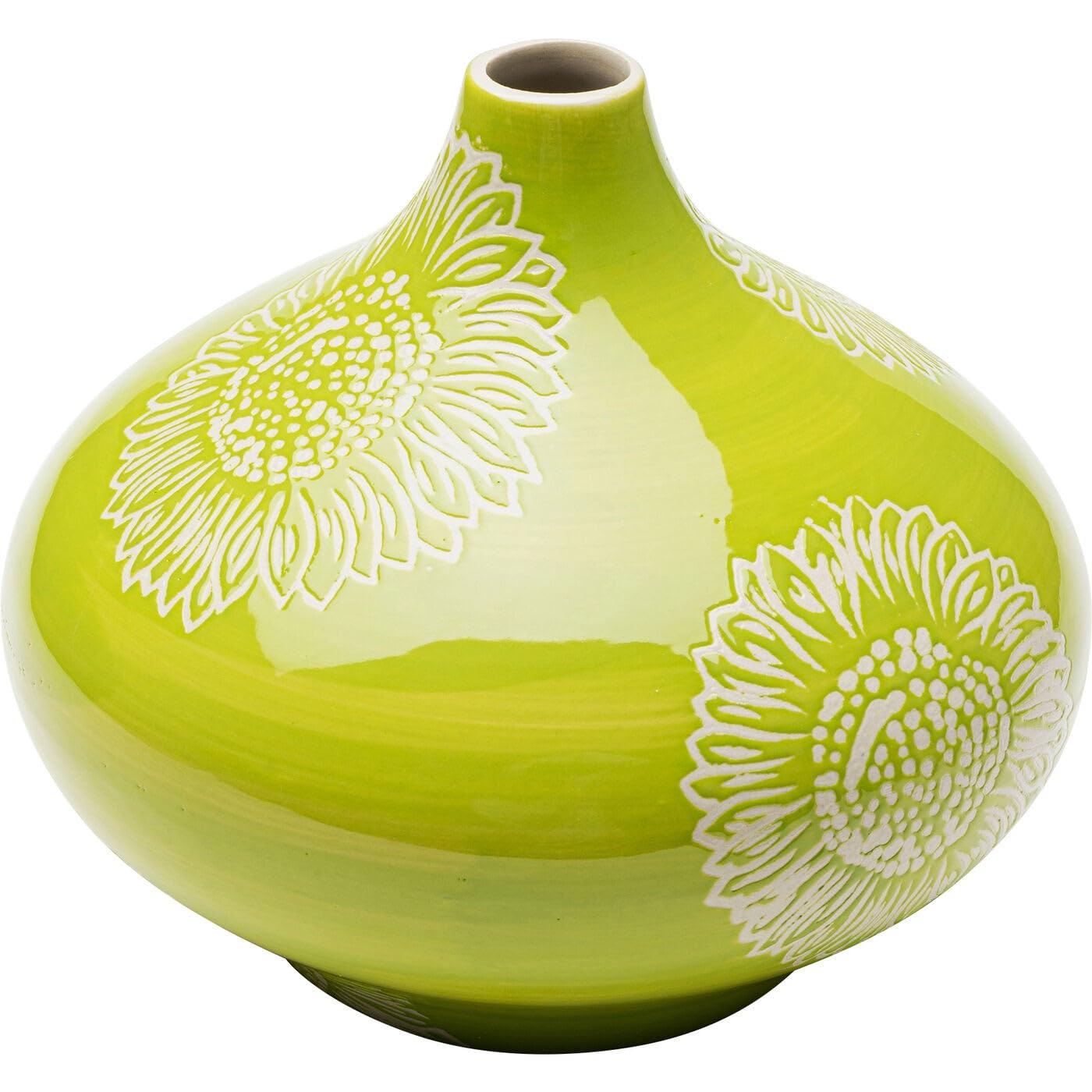 Kare Green Big Bloom Design Vase, Decorative Vase, Flower Vase, Porcelain, Handmade, Unique, 21 Cm (H)