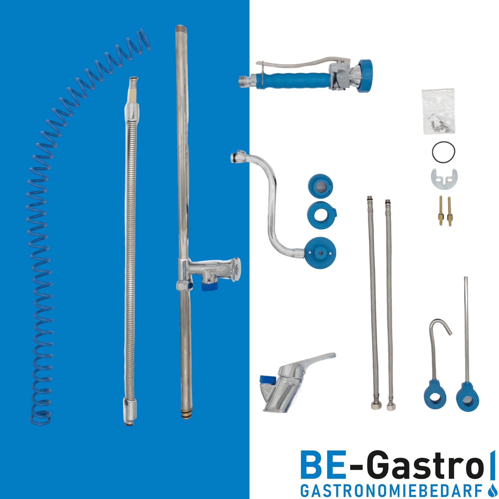 BE-GASTRO® | Profi Geschirrbrause Gastro Wasserhahn Spülbrause Hebelgriff | Gastroarmatur, Vorspülarmatur, Spültischarmatur, Küchenarmatur, Gastro Mischbatterie, 1/2 Zoll, Gastronomie, Brausearmatur