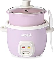 Aroma CoreCoat 4-Cup Rice Cooker with Pop-Up Steamer Basket - Compact 2-Cup Uncooked, Ceramic Nonstick for Small Kitchens