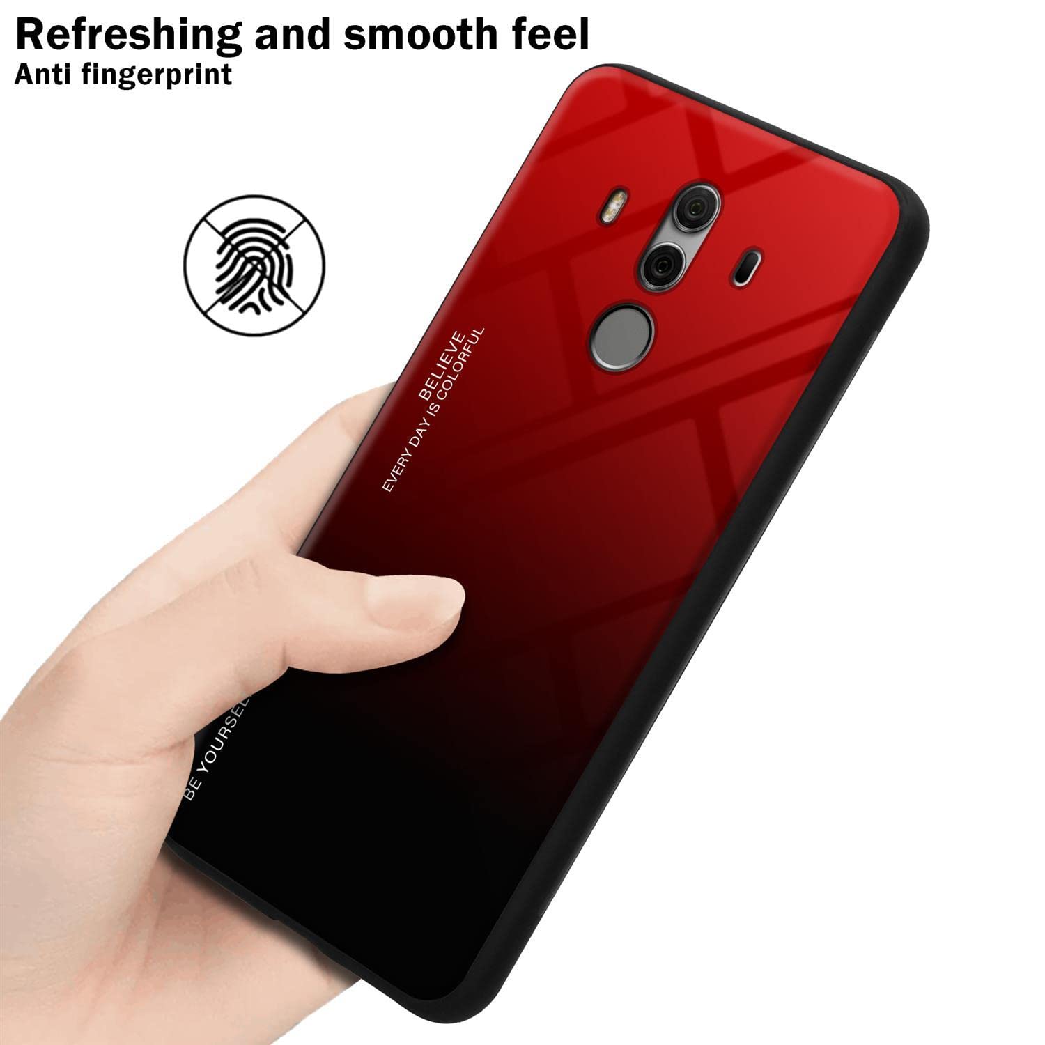 Cadorabo Custodia compatibile con Huawei MATE 10 PRO in BLU - NERO - Coperchio protettivo bicolore in silicone TPU e retro in vetro temperato