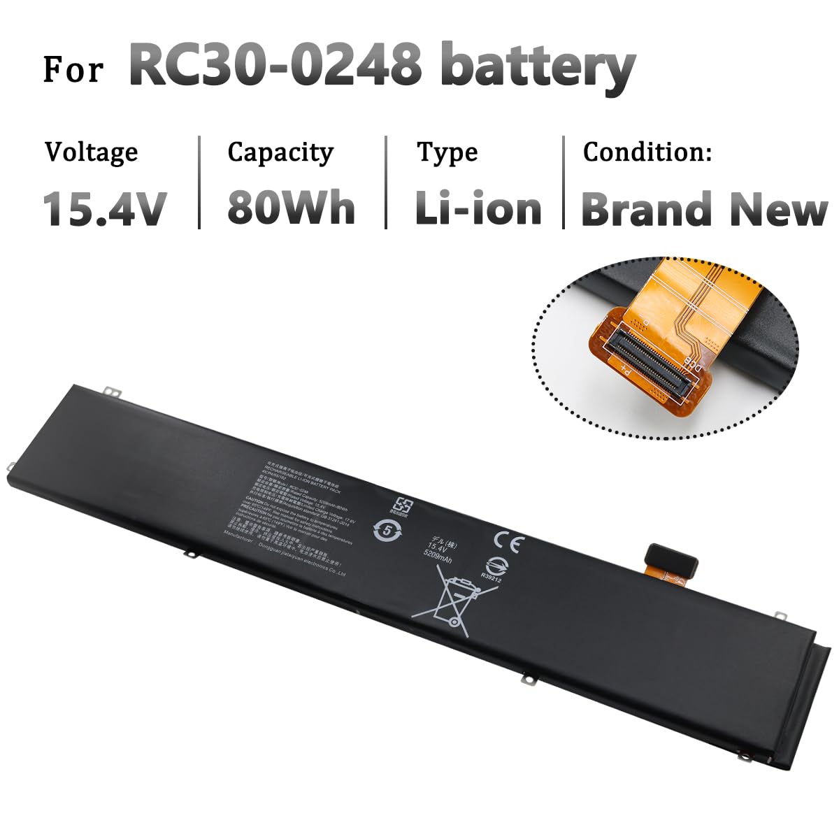 RC30-0248 Laptop Akku für Razer Blade Advanced 15 2018 2019 2020 2021 RZ09-0238 RZ09-02385 RZ09-02386 RZ09-0301 RZ09-0288 RZ09-02886 RZ09-03135 RZ09-02887 RZ09-0367 RZ09-0330 RZ09-0409 80Wh