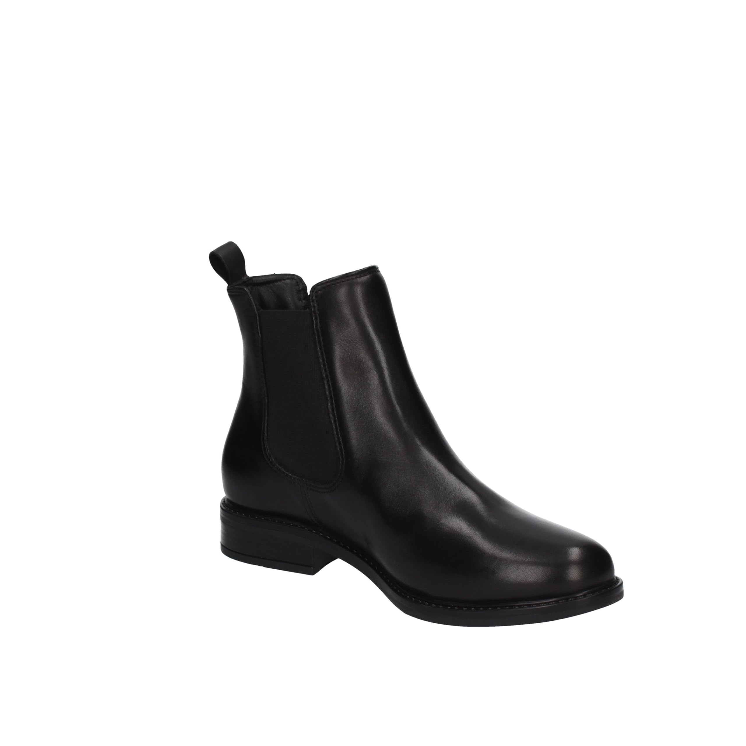 Valleverde 17102 Stivaletti Casual Donna Pelle Nero Tacco Grosso 3Cm Suola Gomma Gambale Caviglia