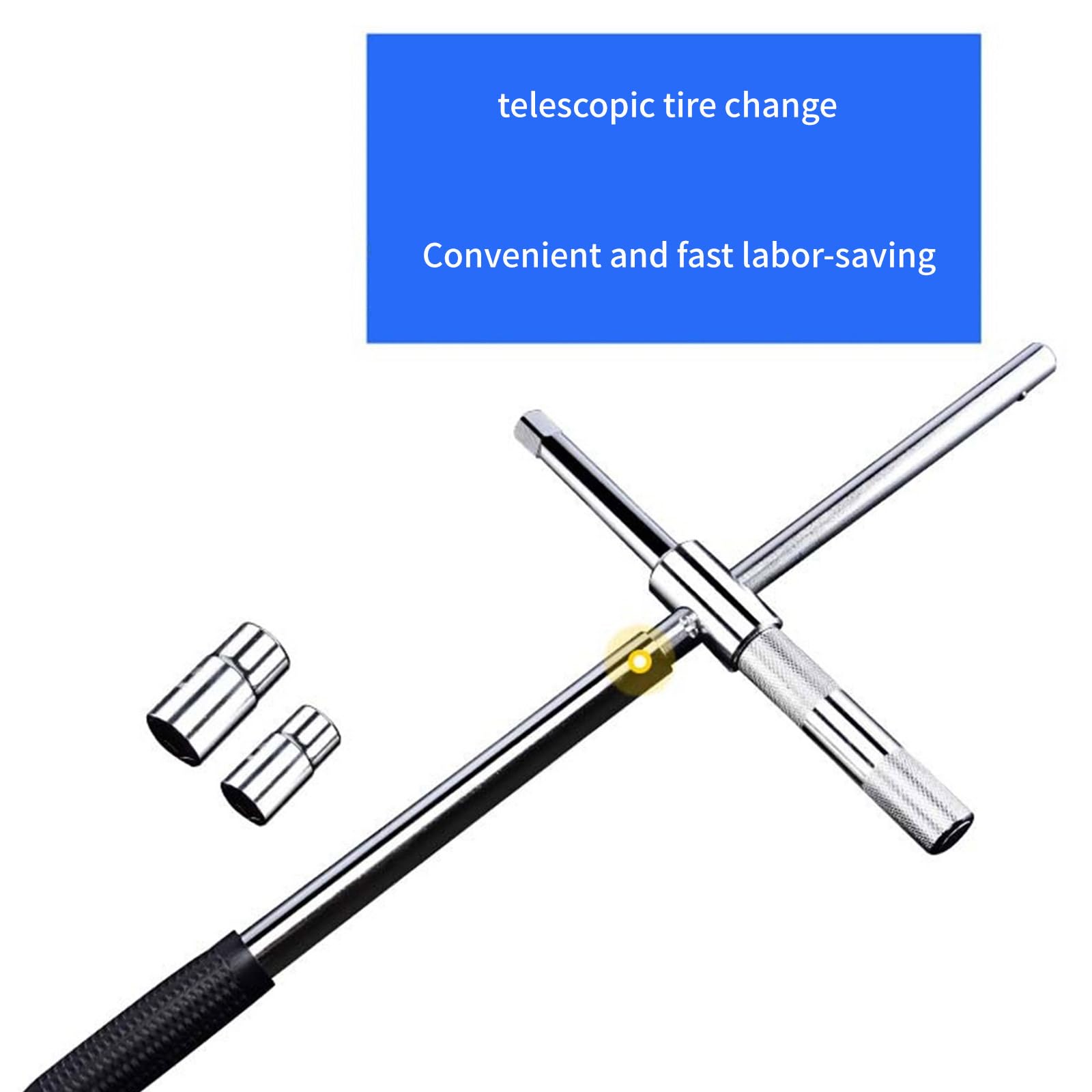 Universell verlängerte Laschen, Teleskop Reifenschlüssel, verstellbarer Radmutternschlüssel mit Standard Stecknuss (17 mm, 19 mm, 21 mm, 23 mm), universell verlängerte Laschen