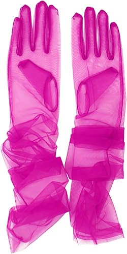QRBTSCL Guantes largos de tul para mujer, guantes largos de fiesta de ópera de 27 pulgadas, guantes transparentes de longitud al codo