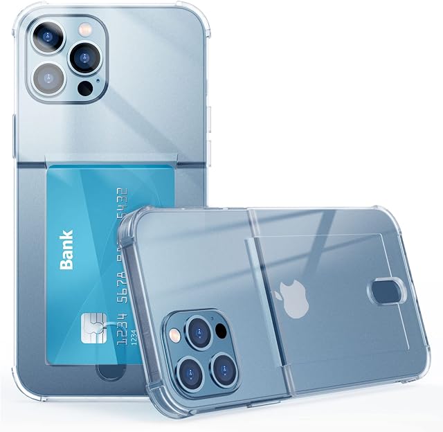 WILLIZTER Ultra Slim Phone Case with Card holder Compatible with iPhone 13 Pro 6.1 inch Transparent Clear Protective Shockproof Shock Absorbing Phonecover Thin Wallet case cover