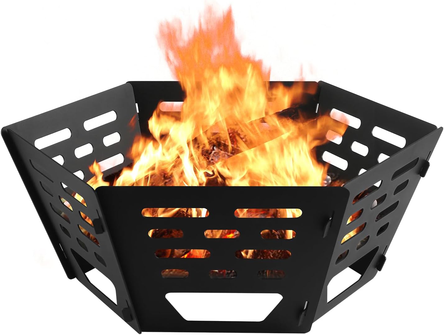 24 Inch Portable Plug Fire Pit,Outdoor Wood Burning Firepit, Detachable Square Metal Firepit for Camping, Picnics, BBQ,Courtyards, Garden Bonfires and Outdoor Heating with Storage Bag…