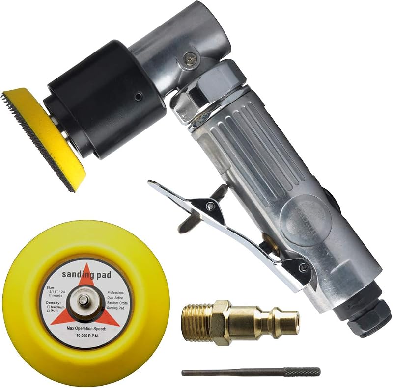 PROSHI 2" and 3" angle orbital sander, 3-inches random orbital air sander, pneumatic sander for auto sanding tools, dual-action polisher, angle head for tight work areas