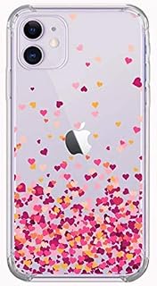 Capa iPhone 11 6.1 Polegadas Chuva Corações Rosa Heart Capinha Bordas Reforçadas