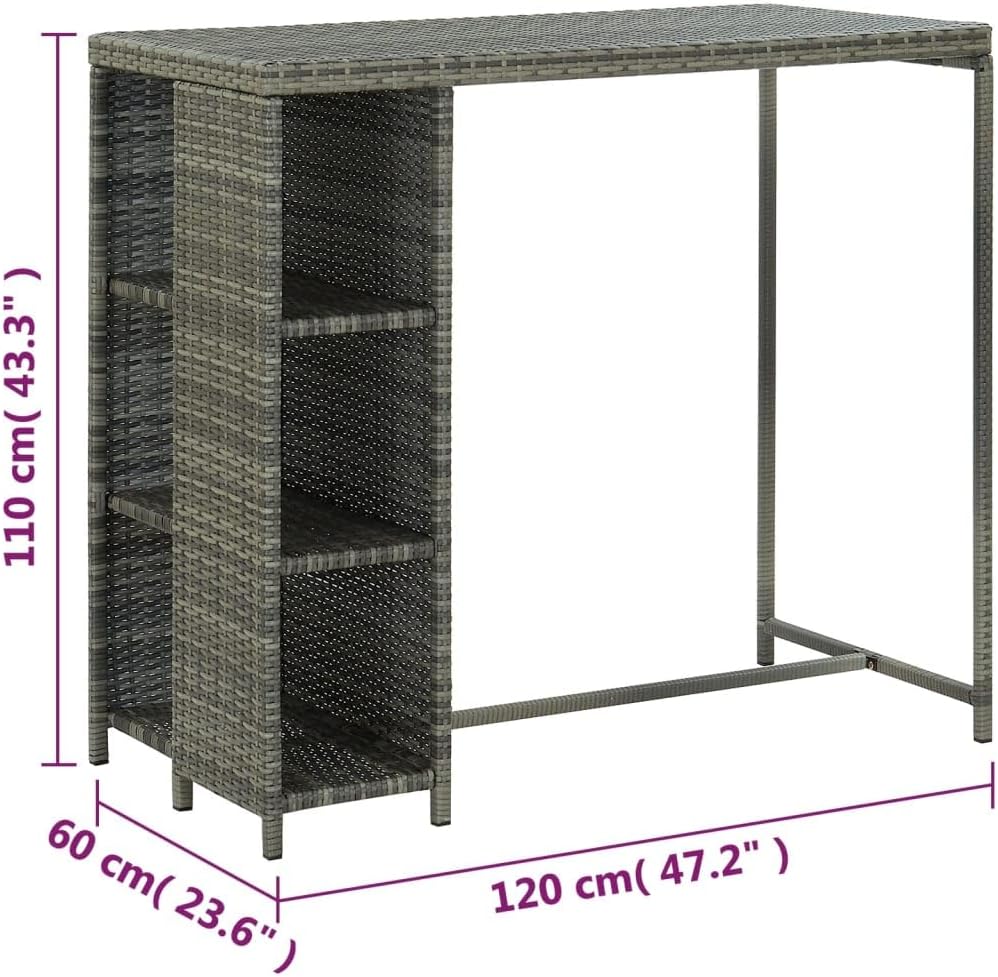 Garden Sets, 5 Piece Patio Bar Set with Cushions Poly Rattan Gray