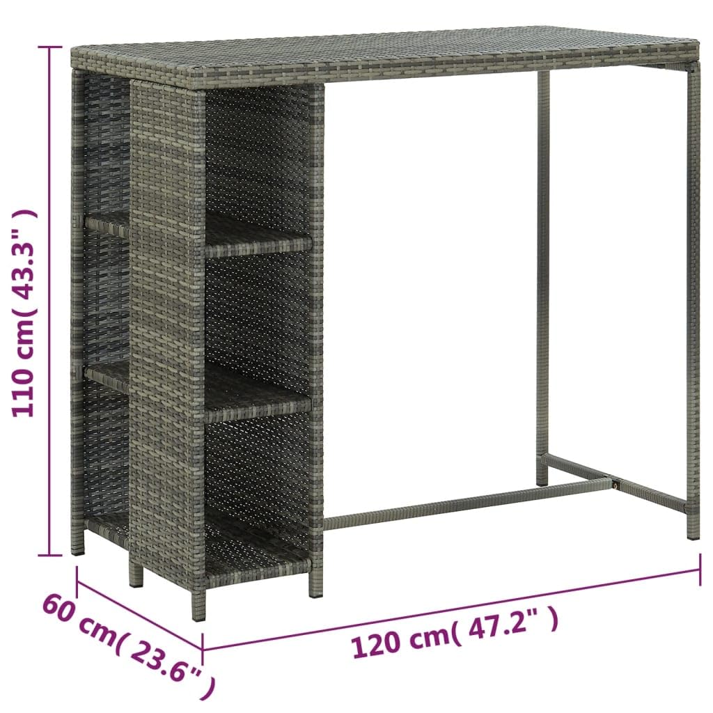 vidaXL Set de Bar para Jardín 5 Piezas y Cojines Silla Mesa Asiento Patio Terraza Barra Bistró Muebles Mobiliario Ratán Sintético Gris
