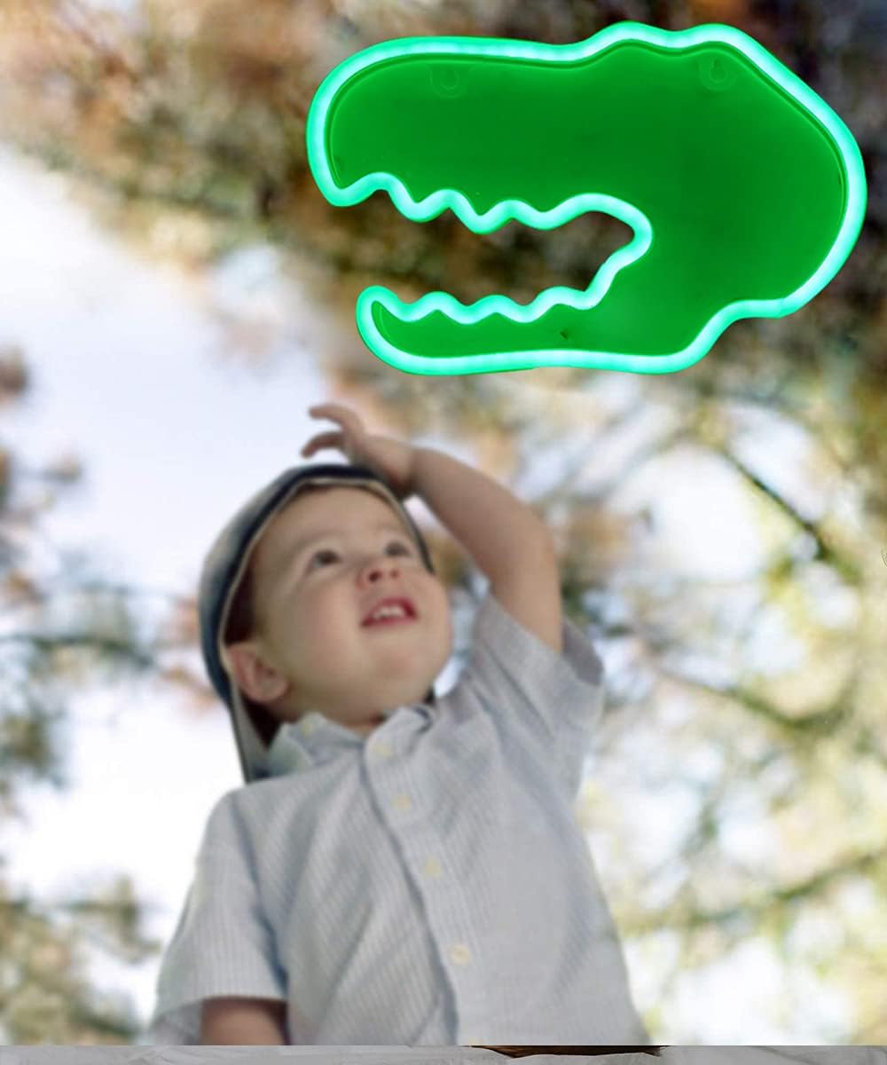 Dinosaur Head Neon Signs Lights Christmas Decor for Kids Wall Art Decor Dino Neon Light for Bedroom Halloween Xmas Valentine's Day Wedding Party Decoration Gifts Operated by USB/AA Battery