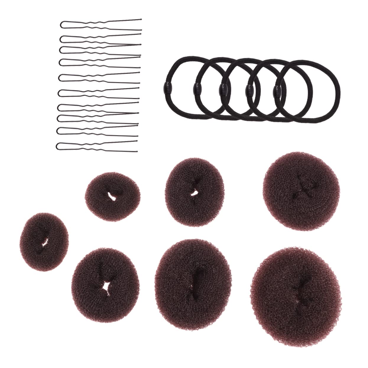 WOONEKY Practical Donut Hair Bun Rings Donuts Hair Pins u Shaped Pins Device for Girls Bridals Daily Styling
