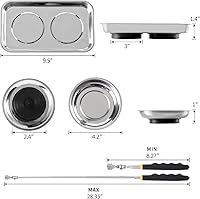 Vista 2 de 3 bandejas magnéticas con 8 libras, juego de herramientas magnéticas telescópicas de recogida magnética, rectángulo de 9.5 pulgadas, 2 piezas de 4