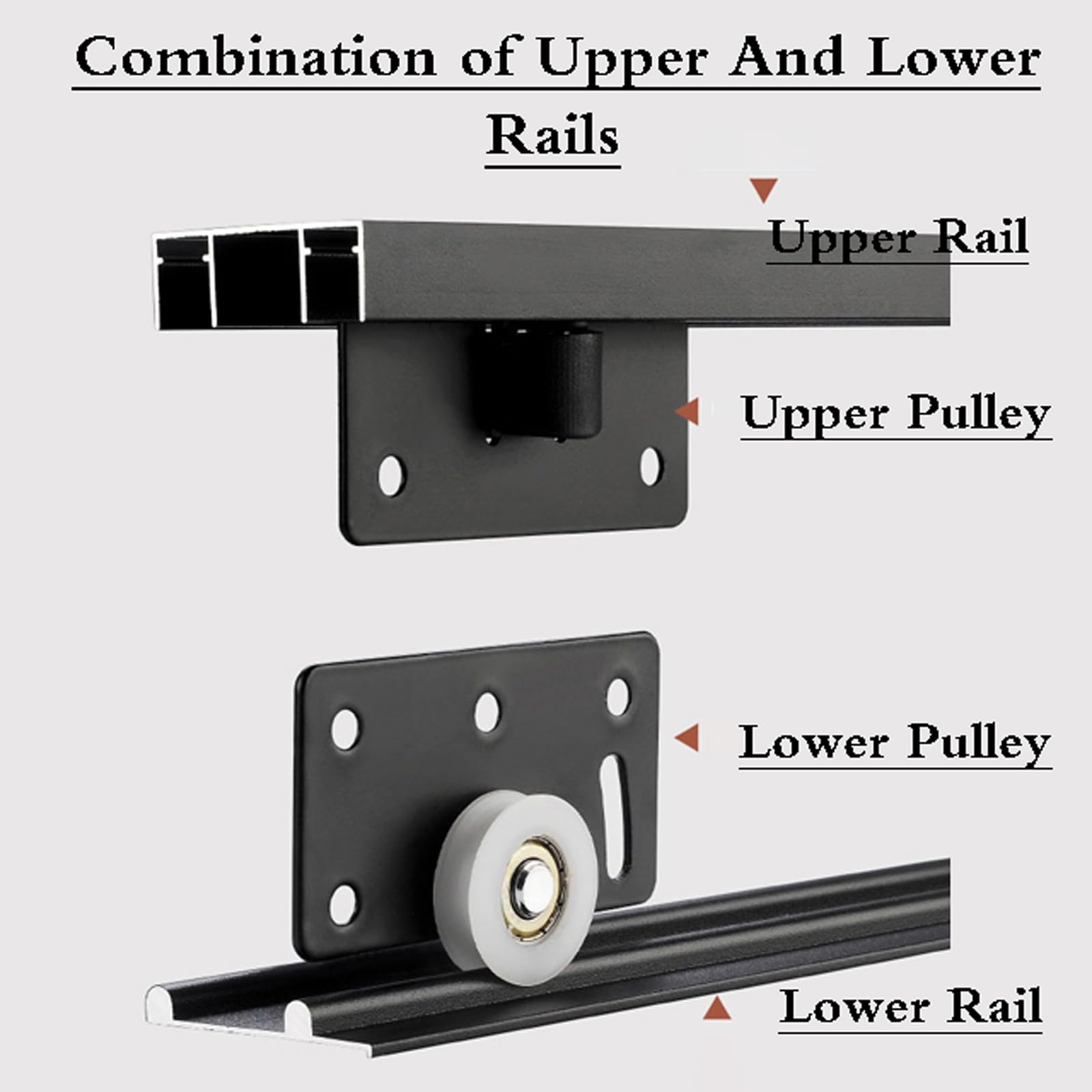 Kit de rieles para puerta corredera, accesorios de puerta corredera de aluminio, fácil de instalar, sistema de puerta corrediza, accesorios para puerta corredera