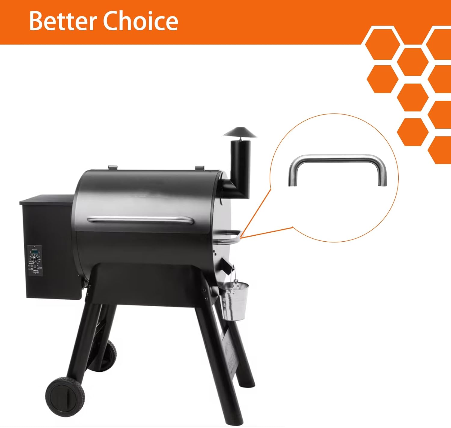 Grill Side Handle and 17 Inch Igniter Auger Shaft Push Rod and Auger Brushing for Traeger Pellet Grill