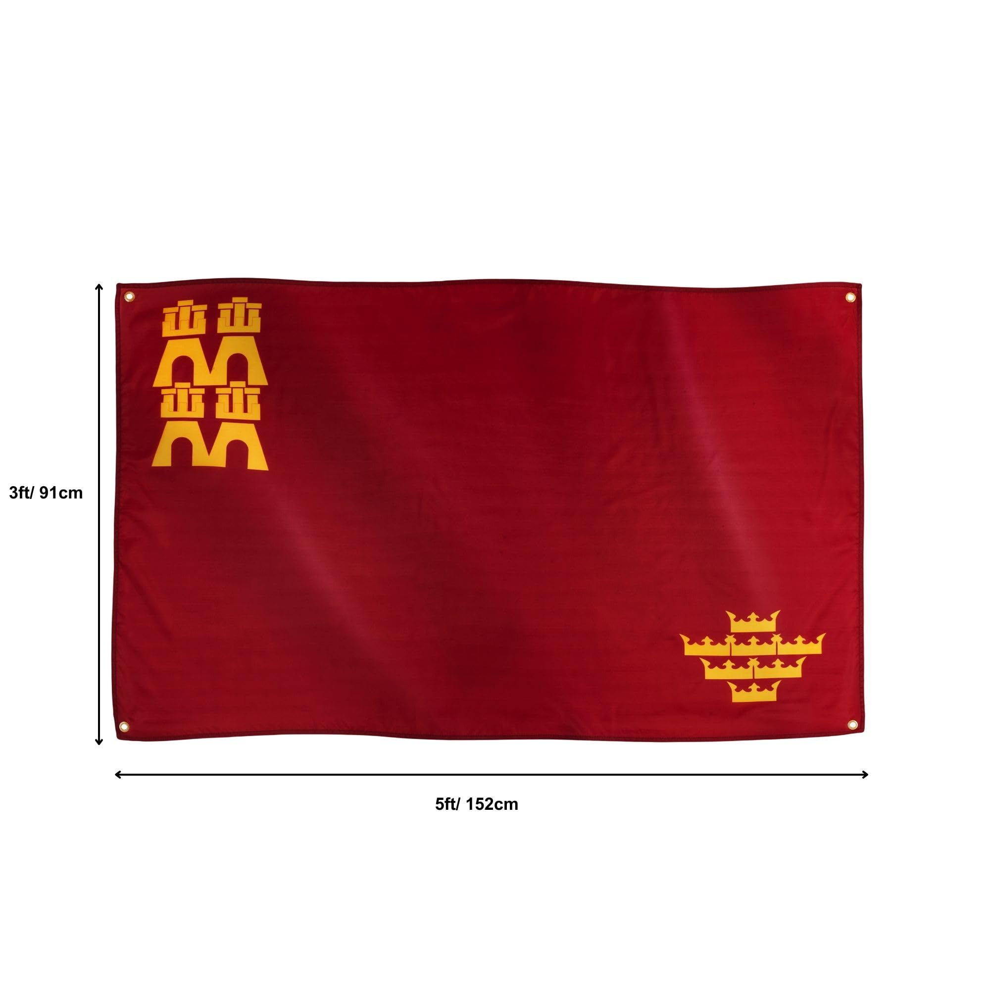 Runesol Murcia Flag, 91x152cm, 3ft x 5ft, 4 Grommets, Eyelet In Every Corner, Region of Murcia, Múrcia, Premium Flags, Inside - Image 2