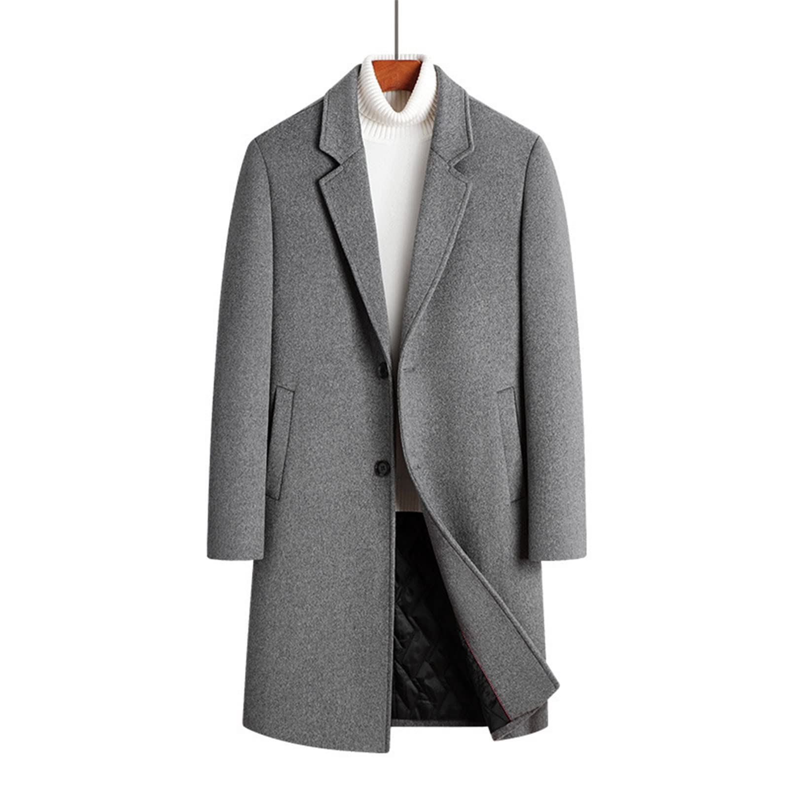 Cappotto da uomo in lana semplice misto lana tinta unita bavero con risvolto morbido da passeggio caldo outwear invernale per la protezione dal freddo e dal vento