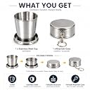 MAPPERZ Small Foldable Glass Compact Portable Folding Stainless Steel Travel Mug - 120ml Water Cup with Hanging Chain for Camping, Hiking & Outdoor Adventures (Pack of 1) gallery image