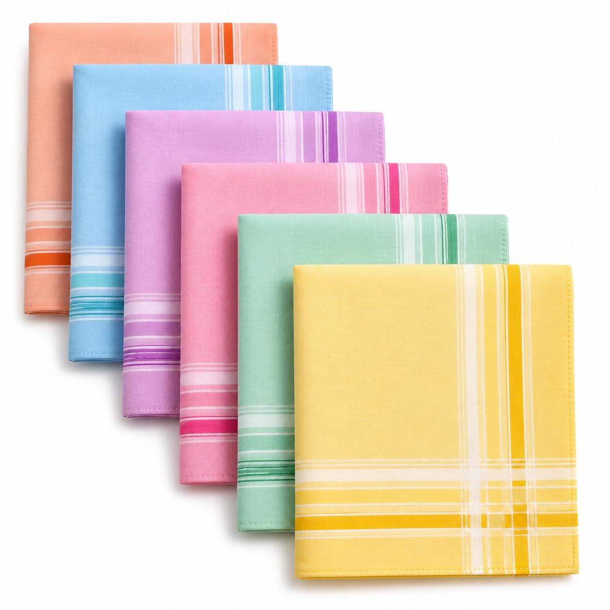 ally vinny Pastel Check Cotton Handkerchiefs for Men & Women | Soft Breathable Fabric | Multicolour Classic Checks | 6 Pieces | 30 x 30 cm-picture-15