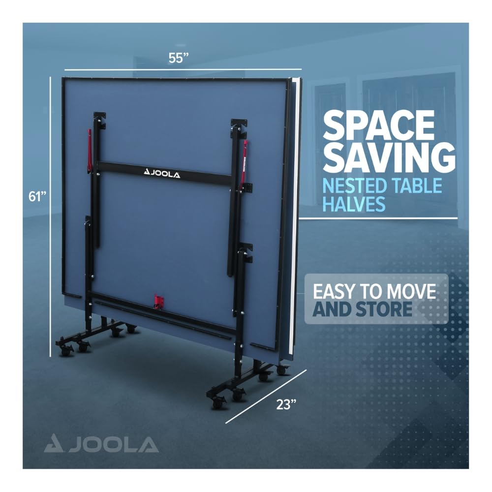 JOOLA Tables de Tennis de Table Inside, Table de ping-Pong d'intérieur, Piètement Pliable - Montage Rapide - Filet Inclus, 274 x 152,5 x 76 cm