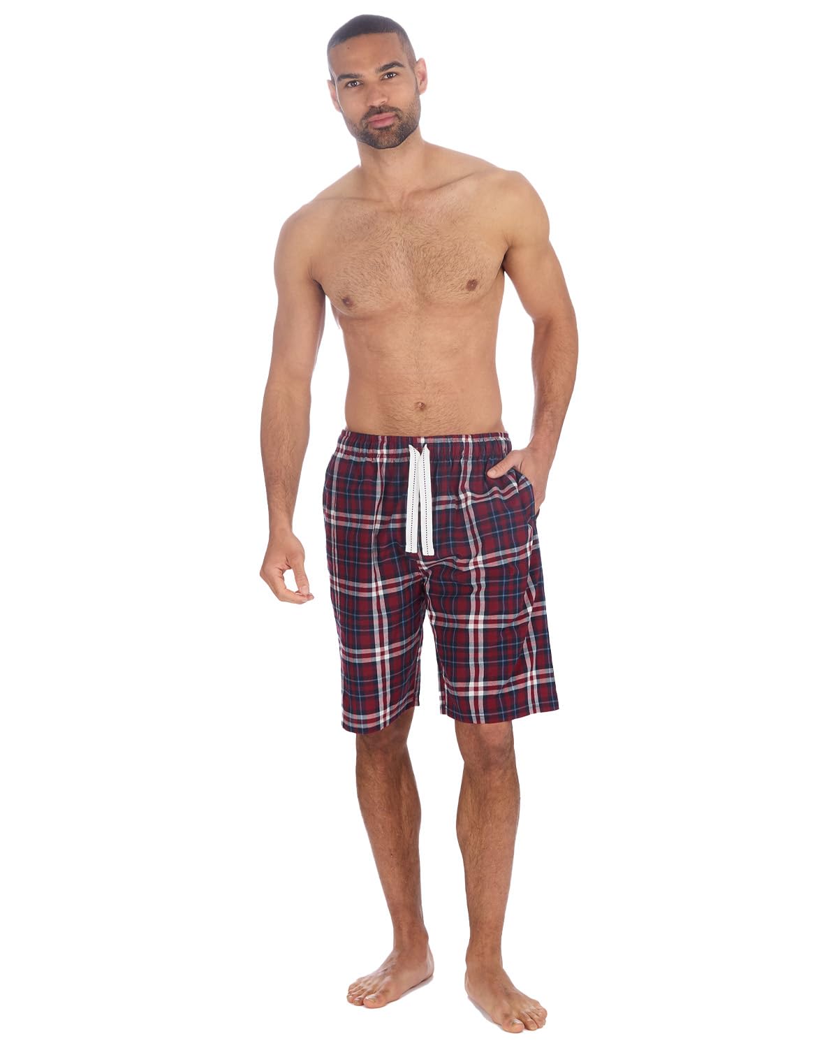 Undercover Mens Woven Check Lounge Shorts 31B2212 Burgundy Check XL