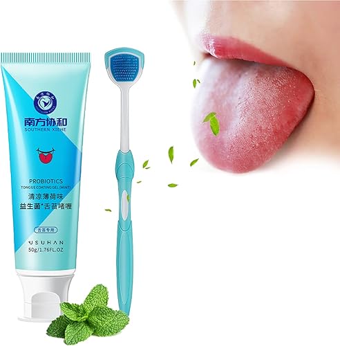 Miniatura 1 de Raspador de lengua, gel limpiador de lengua, kit de cepillo limpiador de lengua, medicina natural herbaria, menta fresca, lucha contra el mal