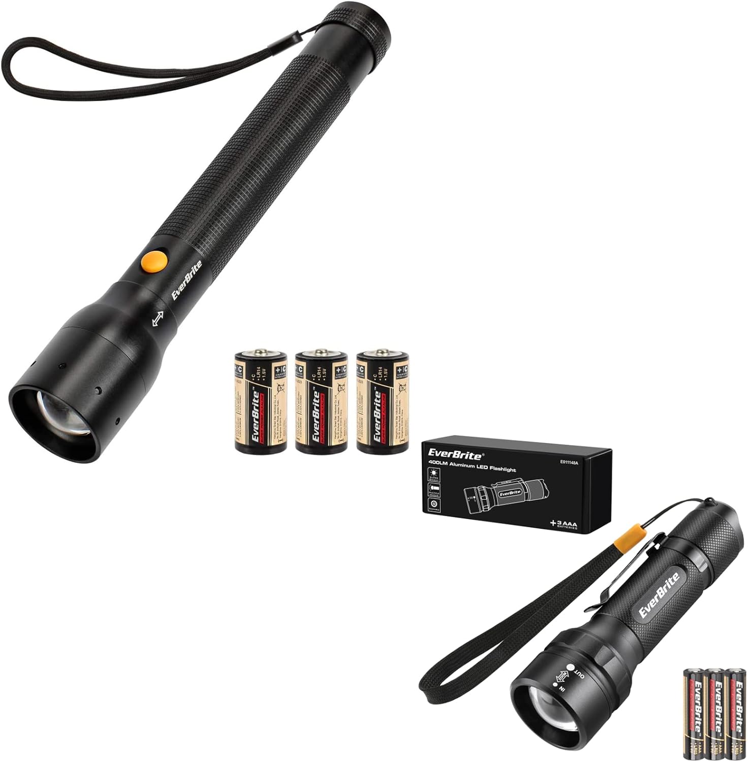 EverBrite 900 Lumen Tactical Flashlight&400 Lumen Zoomable Flashlight
