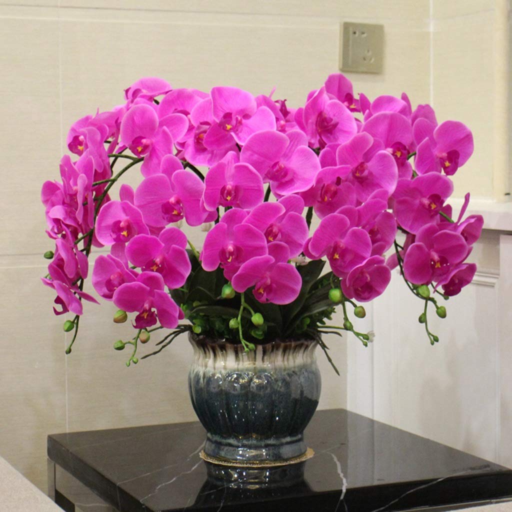 Große künstliche Phalaenopsis-Orchidee, künstliches Orchideen-Bonsai-Schmetterlingsorchideen-Set für die Heimdekoration, lila, Hochzeitsdekoration