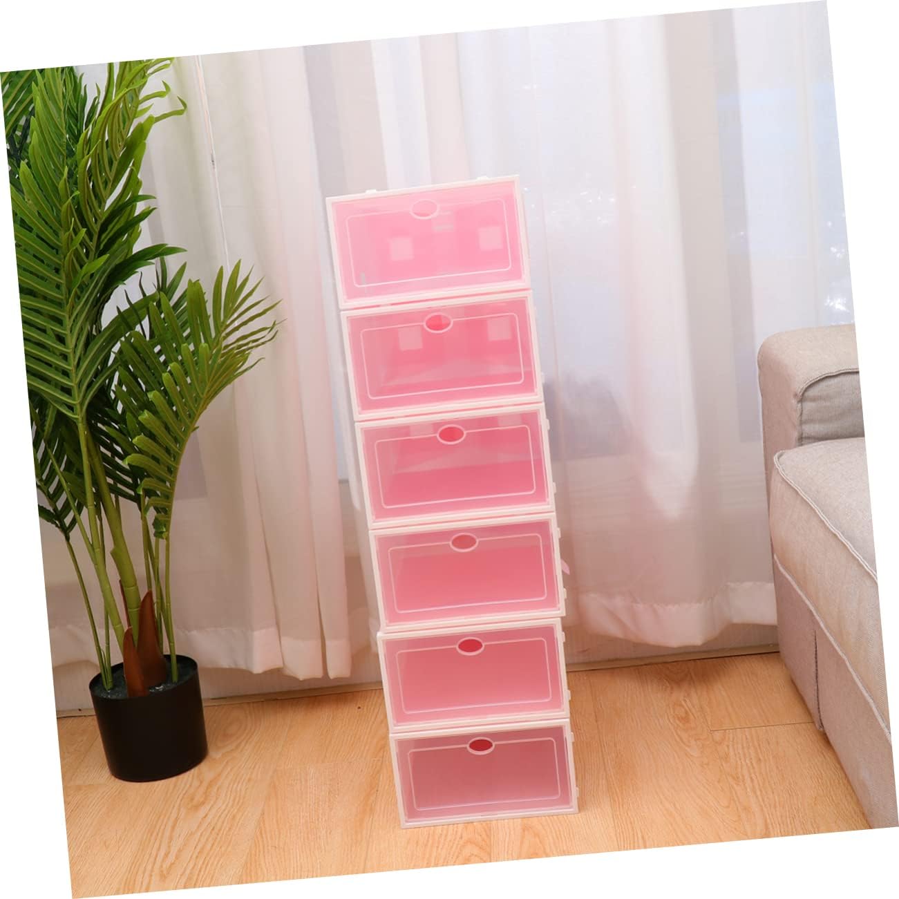 Zerodeko 6pcs Endurable Thicken Shoe Box Stackable Shoe Storage Bin Boxes for Storage Container