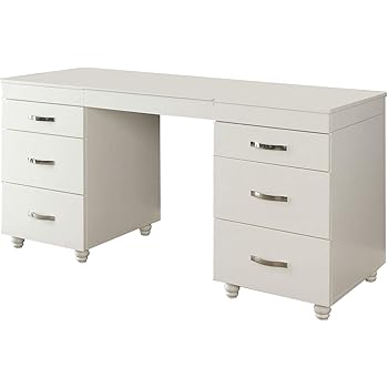 white 6 drawer dressing table