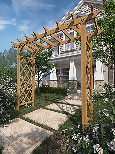 Vita Heartwood Grande Cedar Arbor, Golden Brown, Fsc, Wood, 85 Inch L X 26 Inch W X 89 Inch H, Opening Width 78 Inches, Garden Décor Shade Arch, Va68898 #TOP2