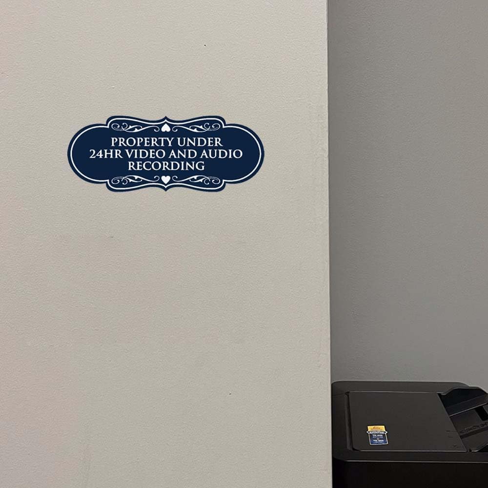 Signs ByLITA Designer Property Under 24hr Audio and Video Recording Sign - Easy Installation | Durable Wall or Door Sign (Black Gold) - Medium 2 Pack 2.75 x 7" - Medium (2 Pack) Black Gold image 7 of 9 B0DK9ST1BS