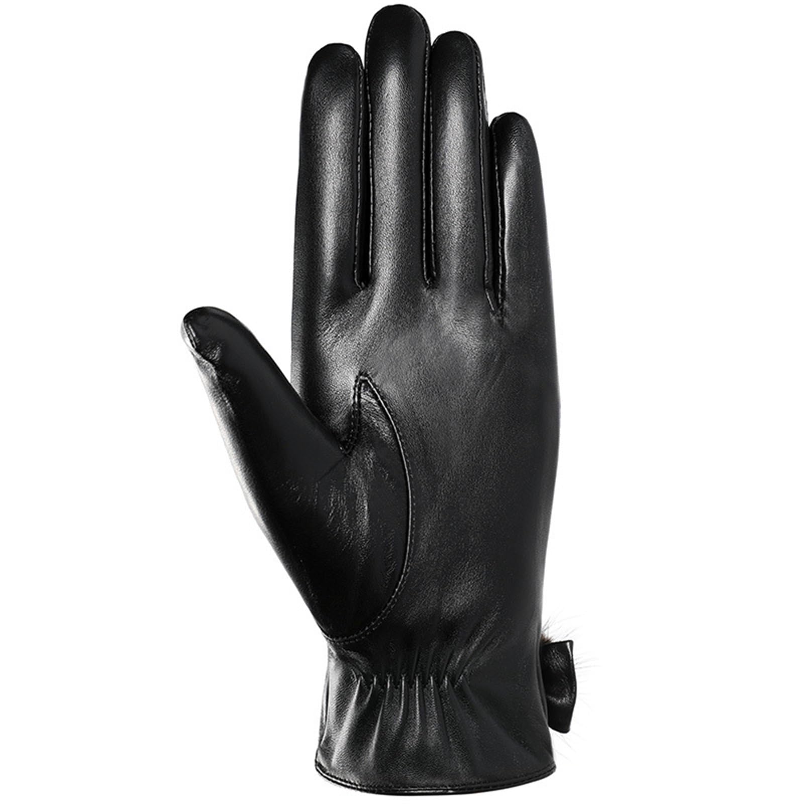 Gants en cuir pour femmes écran tactile gants de conduite noirs rembourrés hiver
