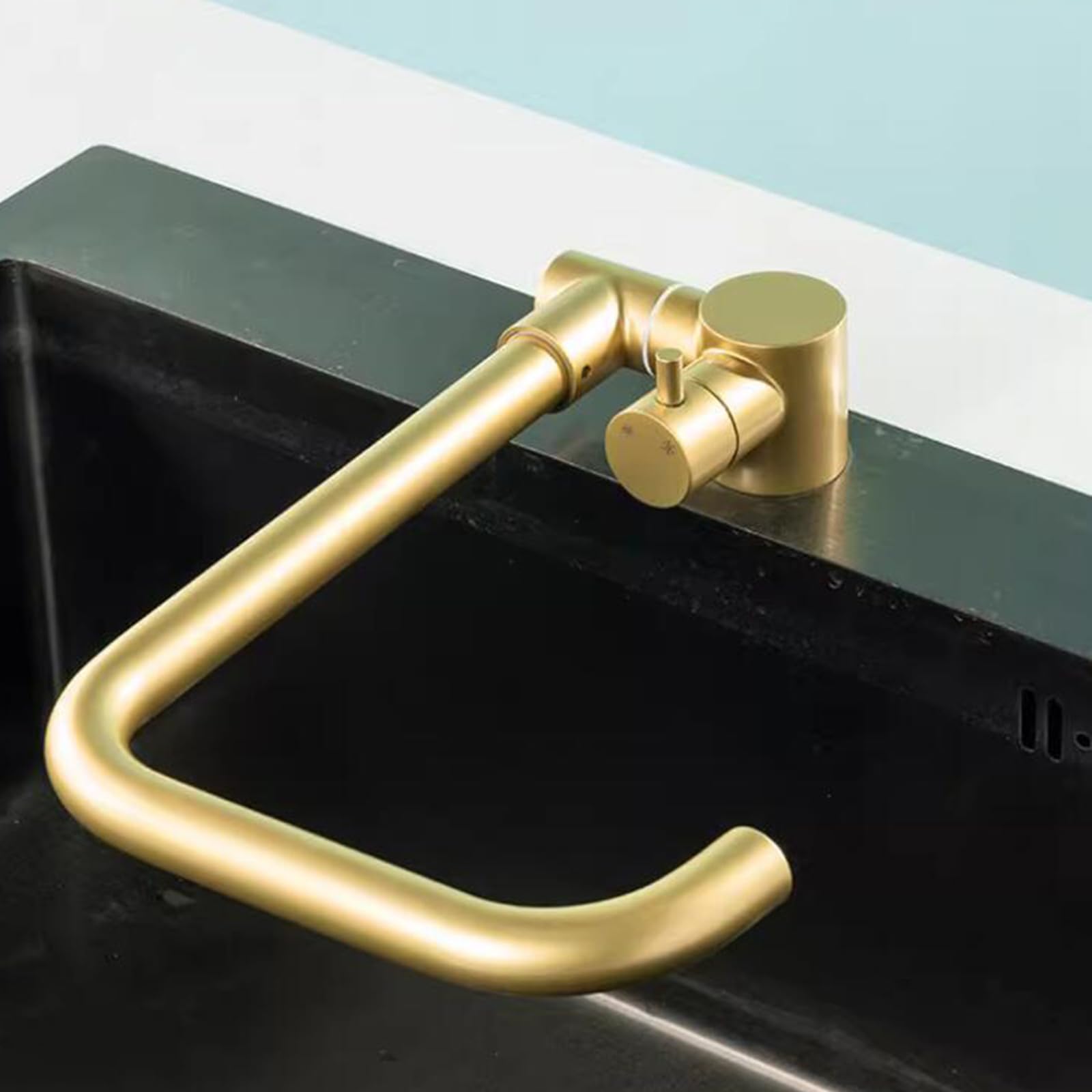 Kitchen Sink Mixer Tap, Foldable, With Inner Window, Swivel, Brass, For