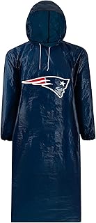 New England Patriots Waterproof Rain Poncho for Adults, Sporty Rain Poncho for Men and Women, with Elastic Sleeves and Drawstring Hood for extra protection. Rain Coat for Rainy Weather Rain Jacket