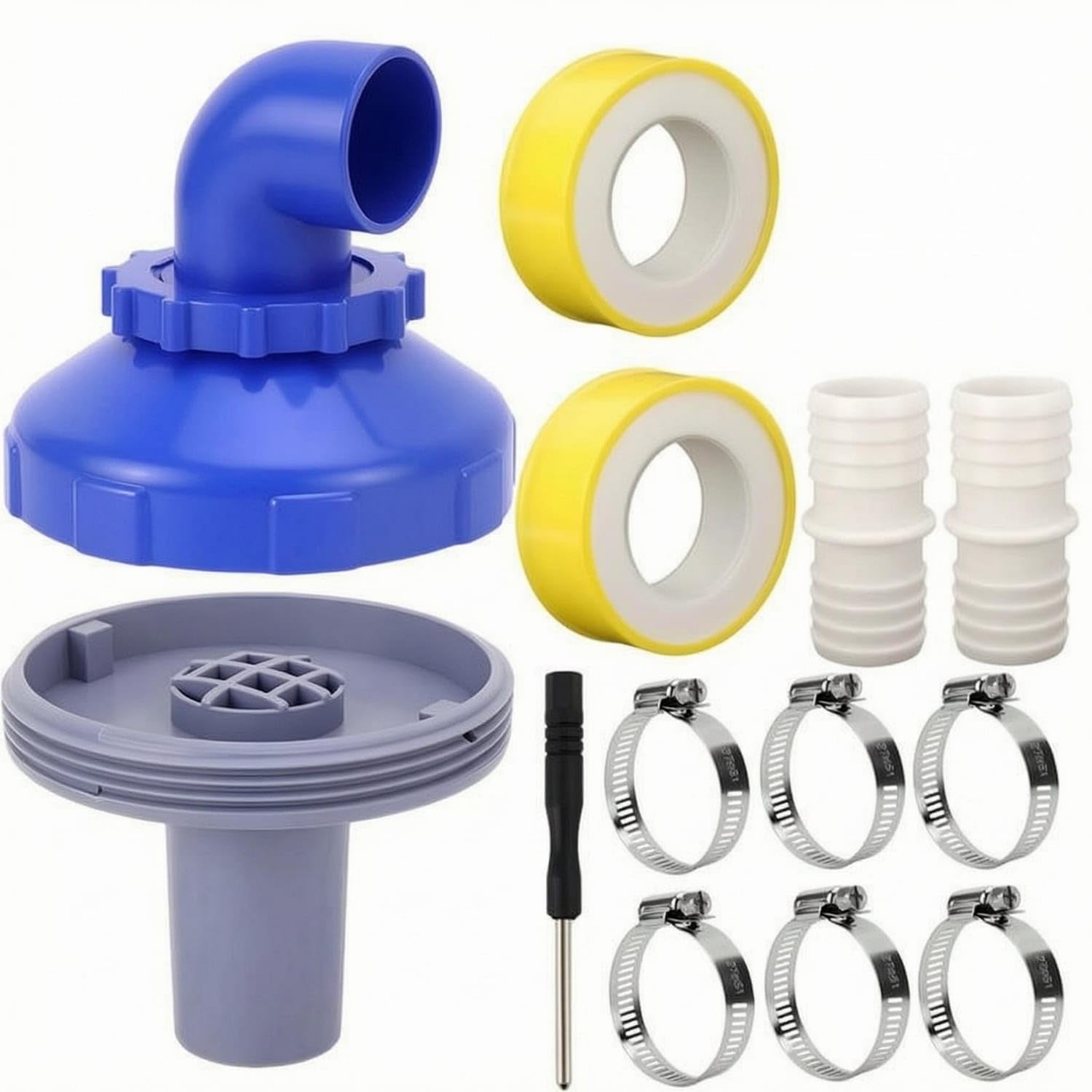 360-Degree Rotation Swimming Pool Inlet Nozzle Kit Hose Clamps Rotatable Pool Elbow Nozzle Sealing Tape Threaded Adapter, 1-piece Set | Home & Garden | Yard, Garden & Outdoor Living-image-14