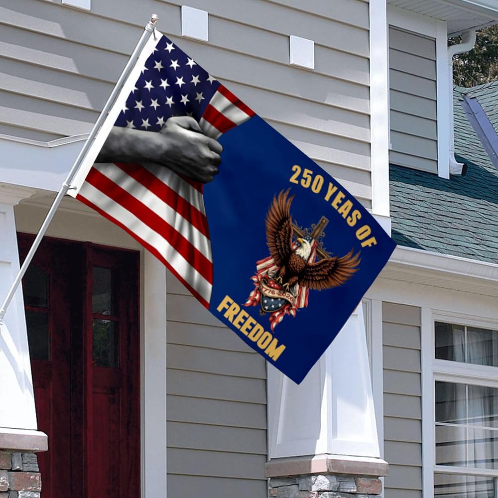 250 Years of Freedom Flag, American Eagle Design with 1776-2026 Text, 3x5 Feet Polyester, Mirrored Back, Outdoor Display with Grommets - Image 3