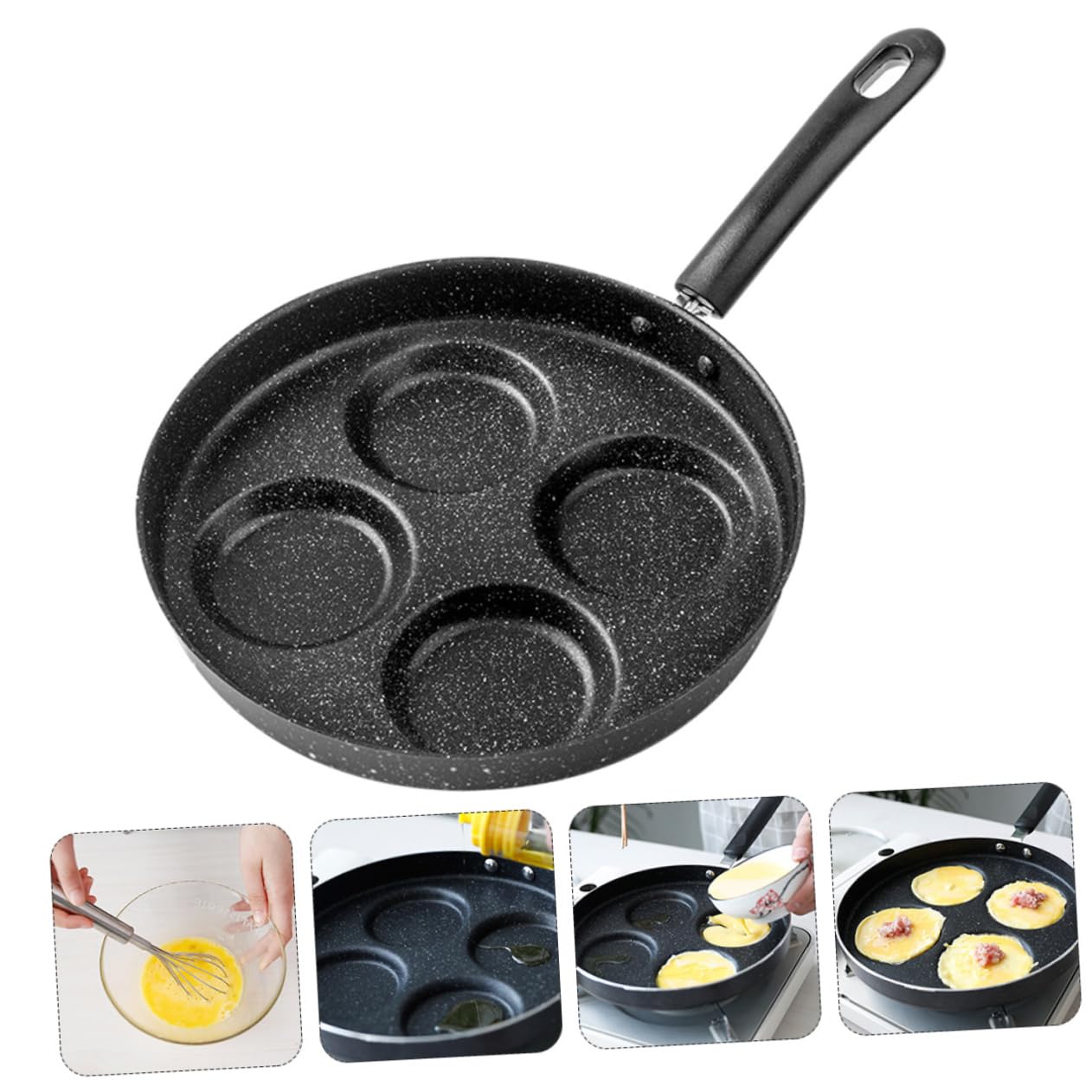Didiseaon 2 Pezzi Padella Antiaderente per Uova e Frittata Rivestito Pietra Lavica Manico Termoisolante Fondo Induzione Uniforme Multiuso per Cucina Familiare