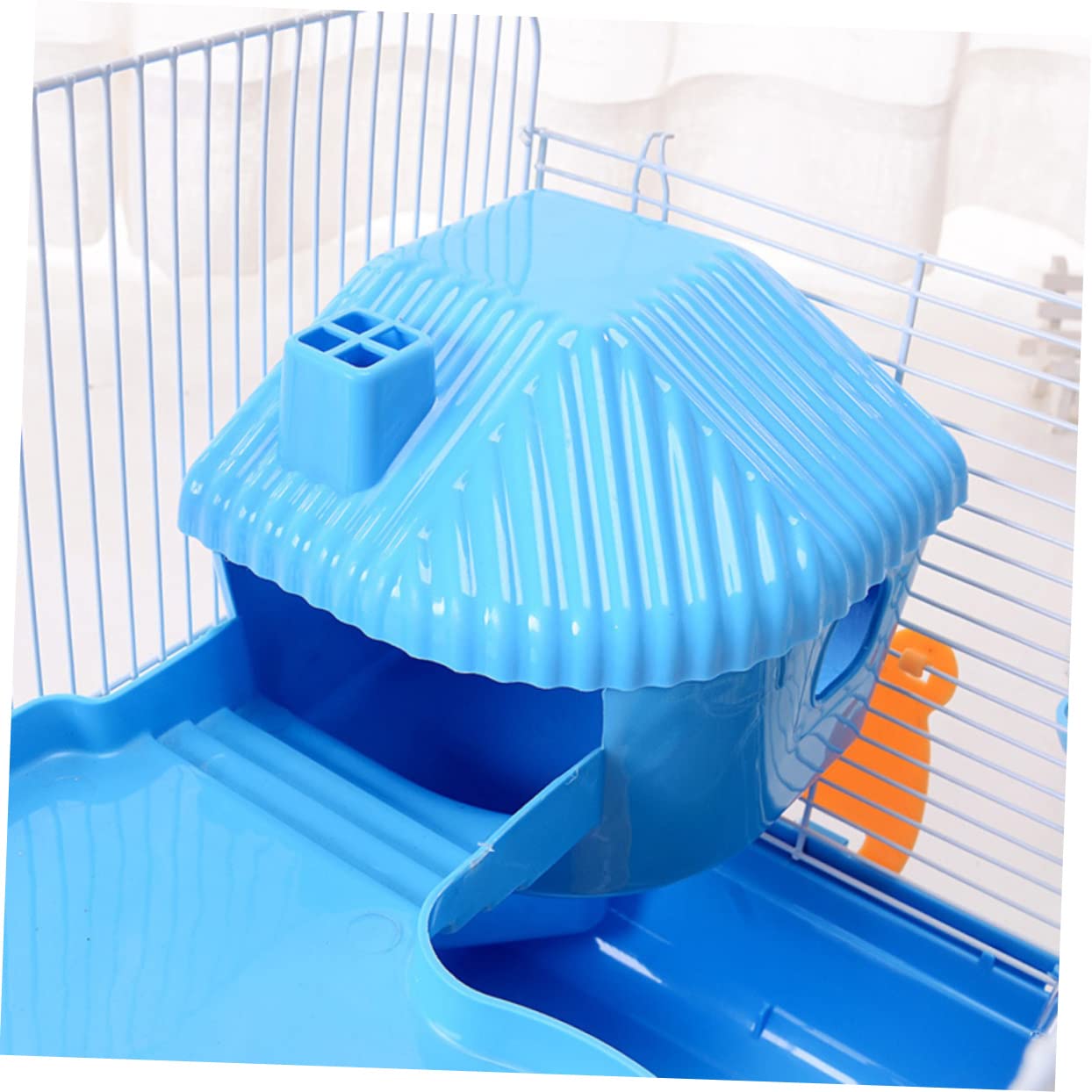Doppelwandiger Hamsterkäfig für Hamster und Chinchillas Blau | Tragbares Kleintierhaus, Leicht zu Reinigen, mit Laufrad und Auslaufsicherer Trinkflasche