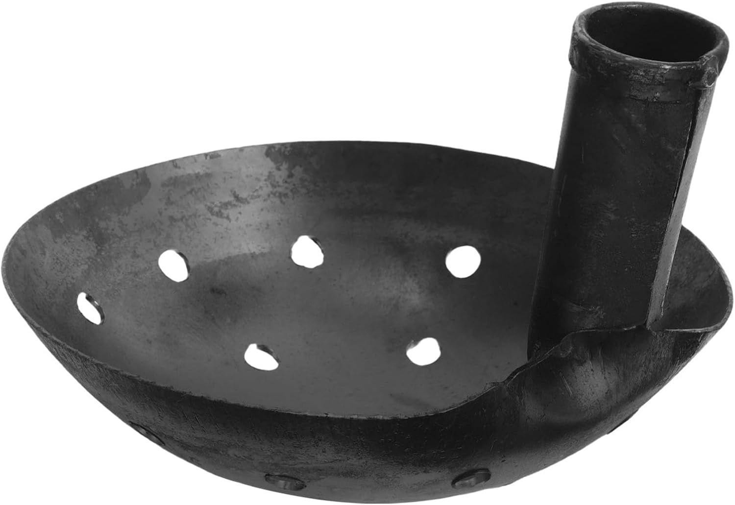 Iron Sifting Ladle for Debris and Soil Removal, 6.7 Inch Utility Scoop | 1 Cm Holes for Drainage, 3cm Handle Opening, Farm Ditch Channel Pond Yard Maintenance, Corrosion Resistant