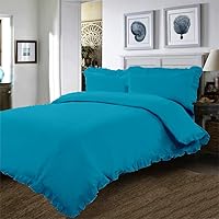 Vista 10 de Juego de funda de edredón – 1 funda de edredón con volantes y esquinas de borde de volantes y 4 fundas de almohada, color rosa intenso