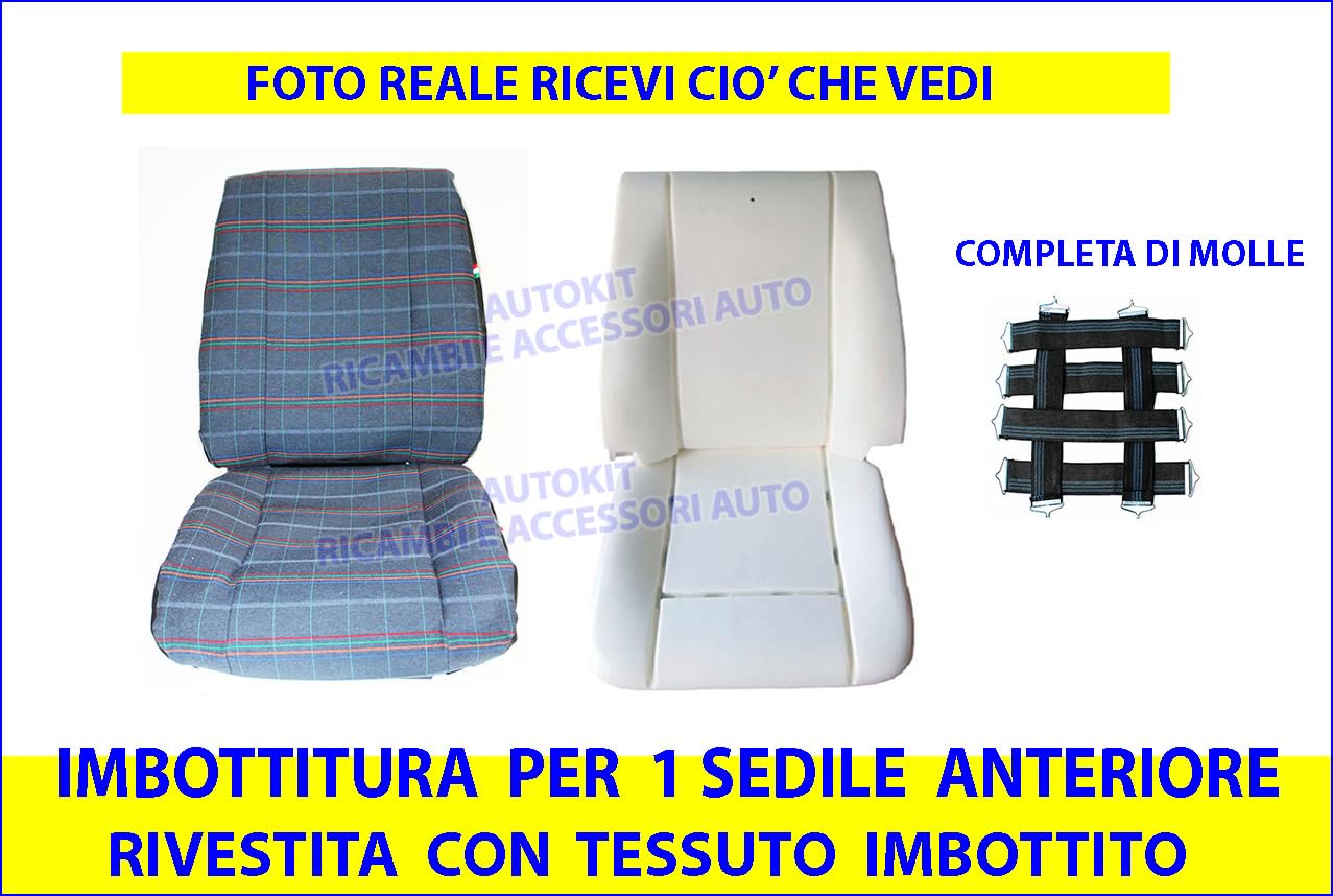 Sedile Panda 141 Prodotte dal 1986>2003 Imbottitura in Poliuretano Flessibile Completo Schienale - Seduta Rivestita in Tessuto Imbottito e Molle Rinforzate - 20110