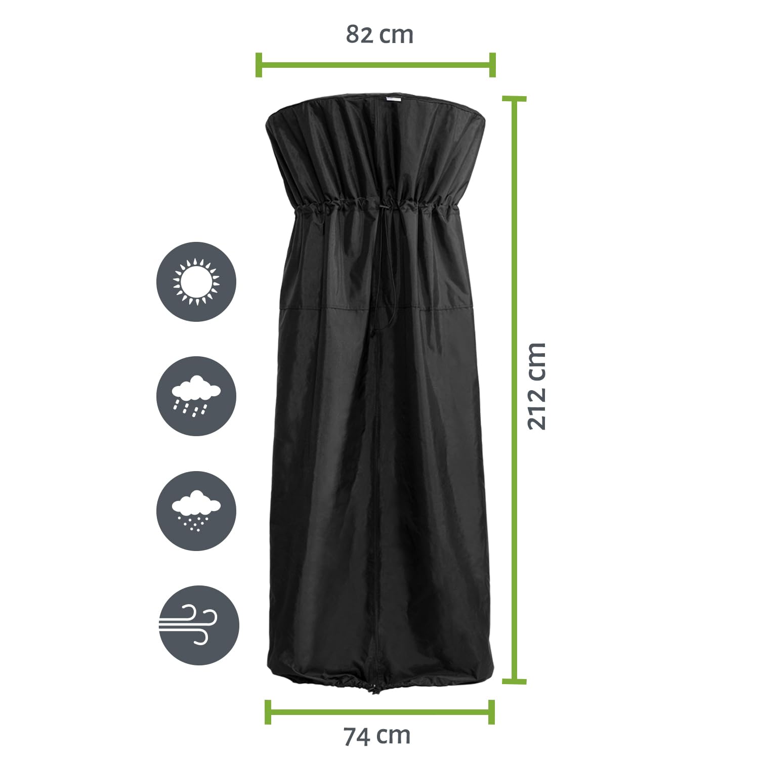 EMPASA Schutzhülle Zubehör Abdeckhaube Schutzhaube Outdoor passend für viele Heizstrahler Terrassenheizer Heizpilze Elektroheizer, Farbe:schwarz, Größe:212 cm
