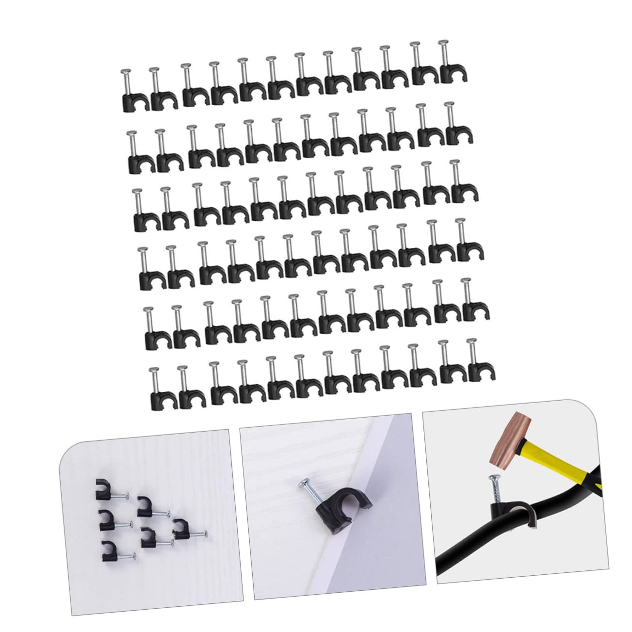 Vaguelly 1 Set Assorted Cable Staples for Wall Durable Fastener Clips with Compatible Cables for Tv Ethernet and Electrical Wire Management
