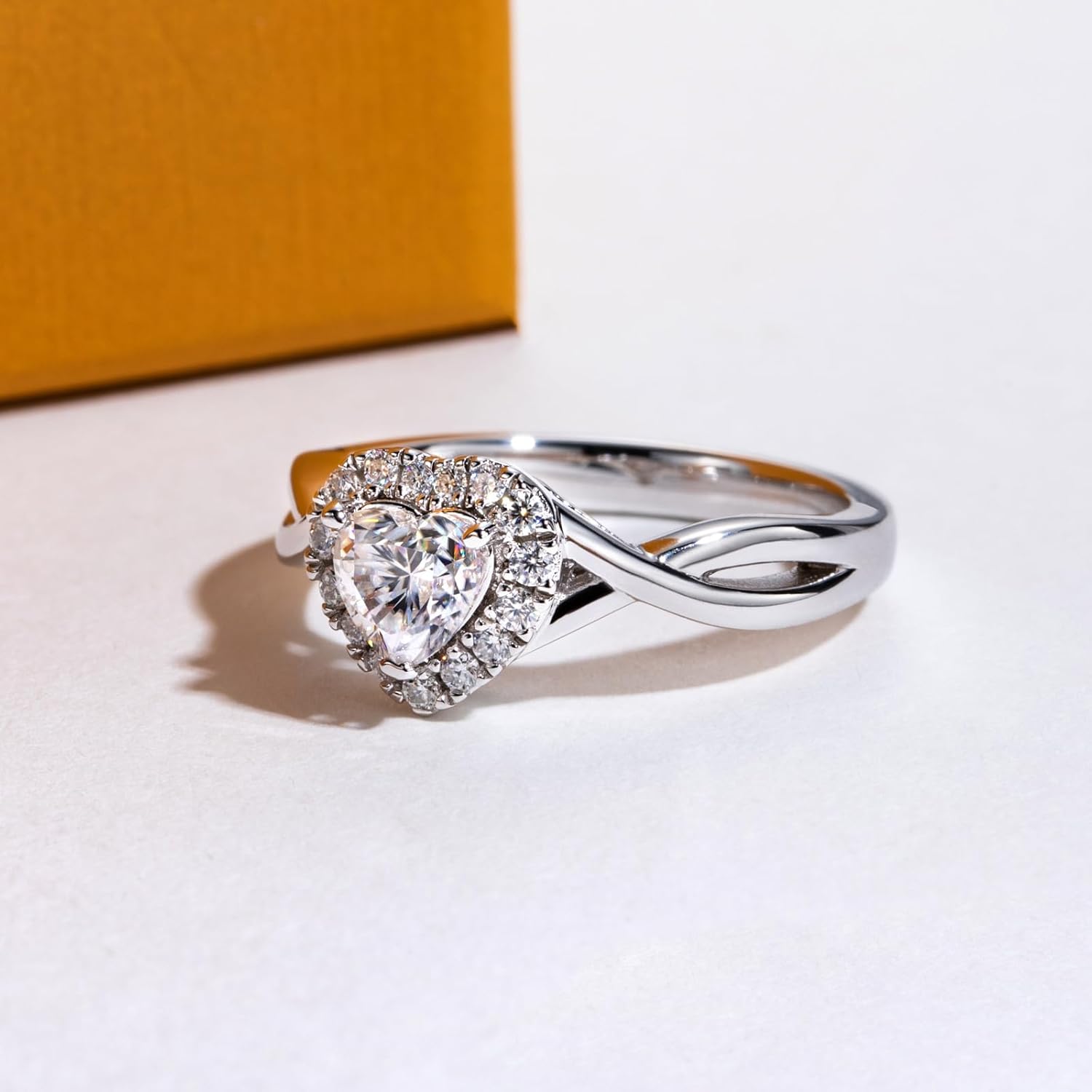 Moissanite Engagement Rings 2.524CTTW(2CT Center Stone) D Color VVS1 Clarity 925 Sterling Silver Princess Cut Halo Wedding Promise Anniversary Rings for Women with Certificate - Image 4