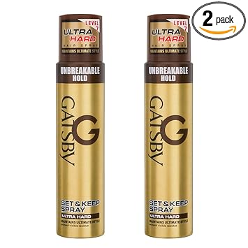 Gatsby Set & Keep Hair Spray - Ultra Hard 250ml | Styling Hair Spray | Quick Drying, Long Lasting & Natural Shine | Non Sticky & Easy Wash Off | Pack of 2 | Made in Indonesia