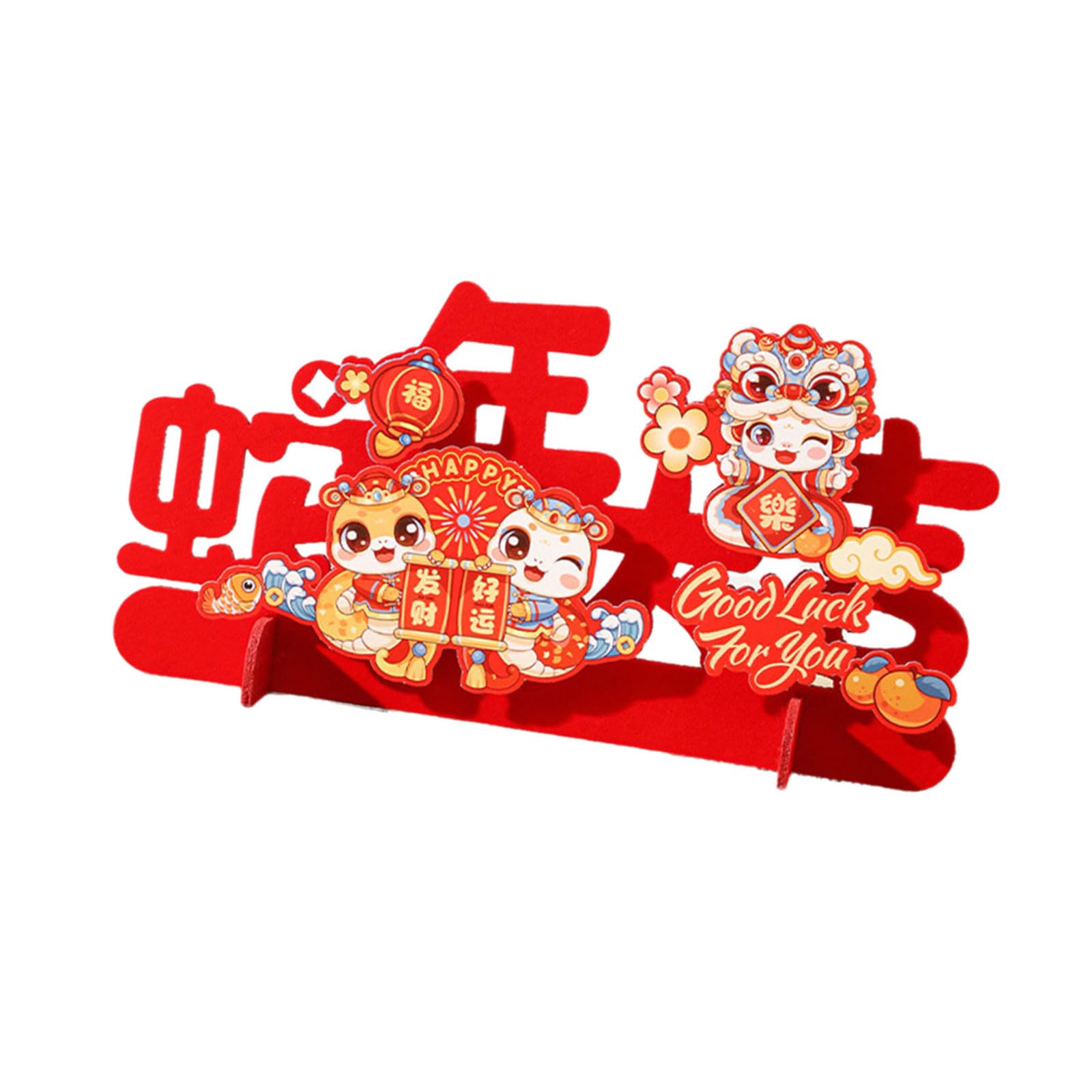 Kalttoy 2025 Chinese New Year Felt Decoration Desktop 3D Blessing Font Ornament for Desktop Spring Festival Accessory Family Friendly Decoration