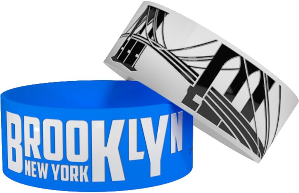 Geo Bands 2 Brooklyn NY Wristbands with Bonus Storage Cases • Silicone Rubber Wristbands/Baller Bands (1 inch Wide)