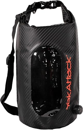 YakAttack Bolsa de secado enrollable de 5L con válvula de aire, carbono negro, bolsa seca marina impermeable para kayak, canotaje y paddleboarding,