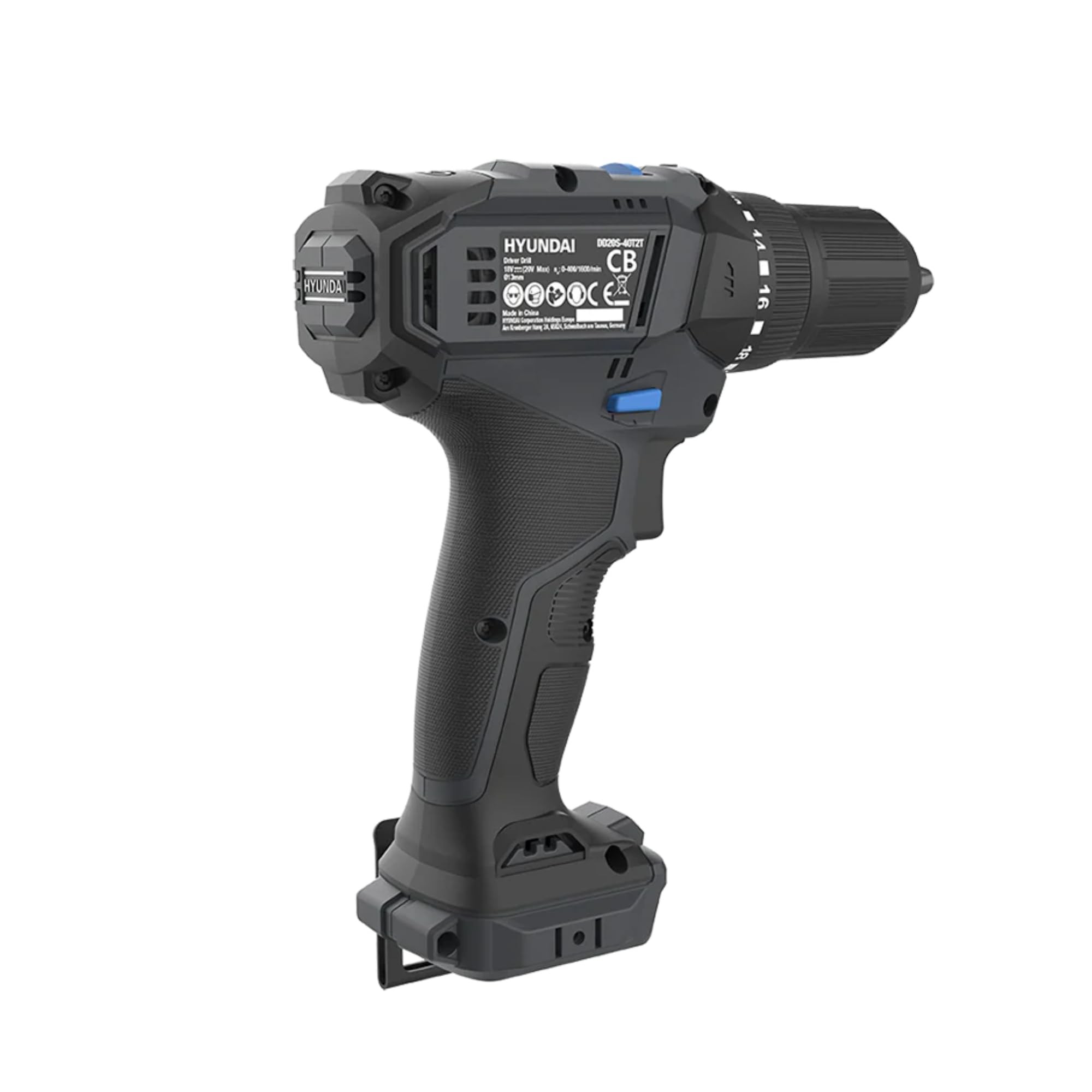 Hyundai - Perceuse Visseuse Sans Fil 20V 40Nm – Batterie 2Ah & Chargeur Inclus, Boîte 2 Vitesses, Mandrin 13 mm, LED, Légère 1 kg – Garantie 3 Ans